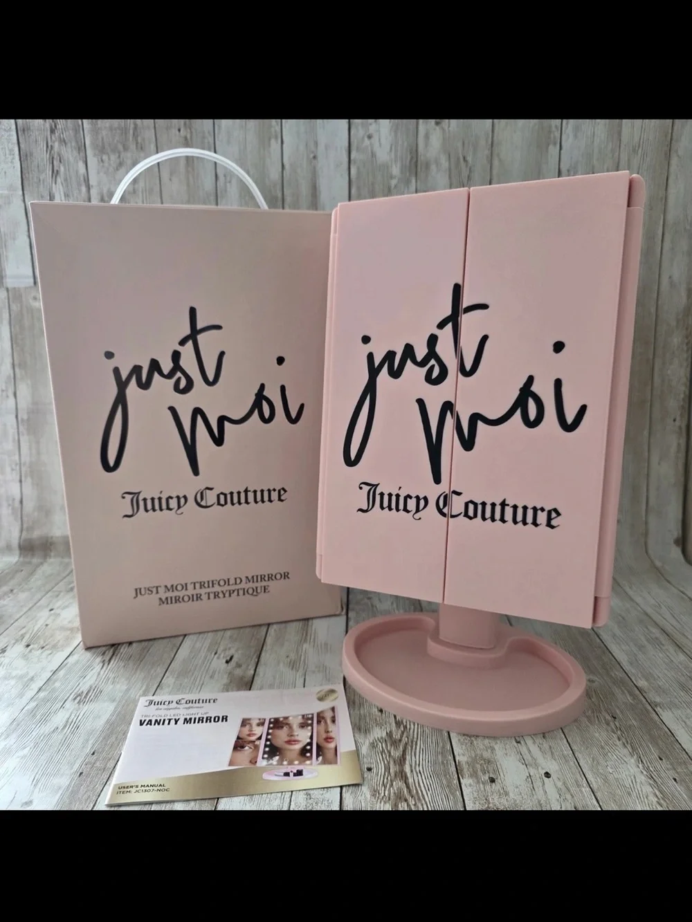 Juicy Couture Pink LED Tri-Panel Vanity Mirror